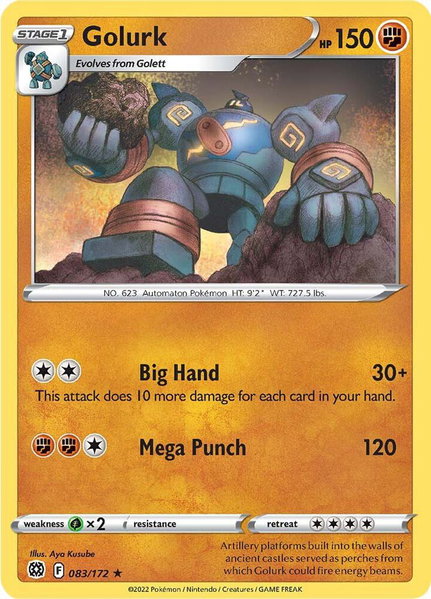 Golurk trading card from SWSH09: Brilliant Stars Golurk - SWSH09: Brilliant Stars Pokémon trading card