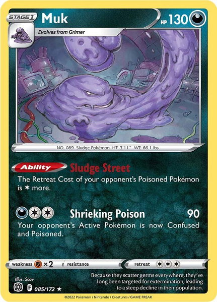 Muk trading card from SWSH09: Brilliant Stars Muk - SWSH09: Brilliant Stars Pokémon trading card