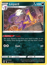 Liepard - SWSH09: Brilliant Stars (SWSH09) #091/172 - Rare Pokémon Trading Card