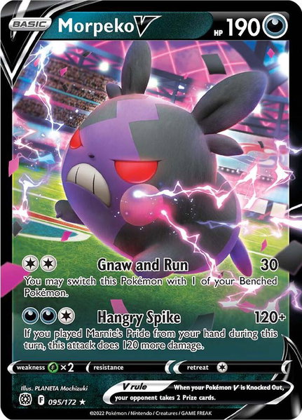 Morpeko V trading card from SWSH09: Brilliant Stars Morpeko V - SWSH09: Brilliant Stars Pokémon trading card