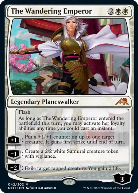 The Wandering Emperor - Promo Pack: Kamigawa: Neon Dynasty Magic: The Gathering trading card