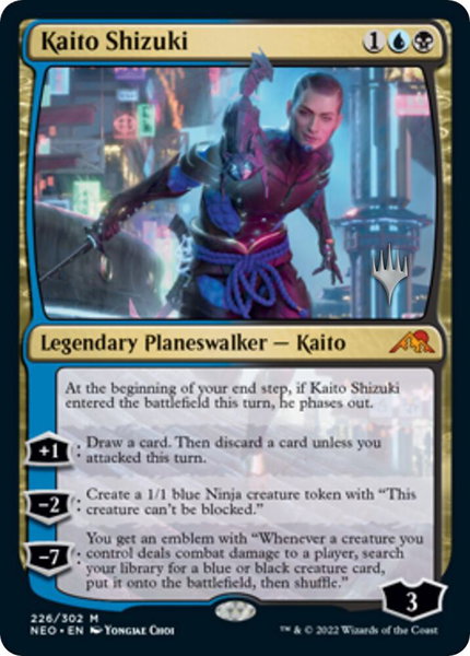 Kaito Shizuki trading card from Promo Pack: Kamigawa: Neon Dynasty Kaito Shizuki - Promo Pack: Kamigawa: Neon Dynasty Magic: The Gathering trading card
