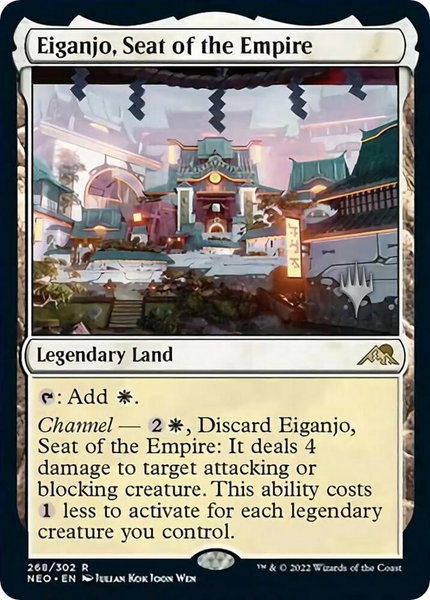Eiganjo, Seat of the Empire trading card from Promo Pack: Kamigawa: Neon Dynasty Eiganjo, Seat of the Empire - Promo Pack: Kamigawa: Neon Dynasty Magic: The Gathering trading card