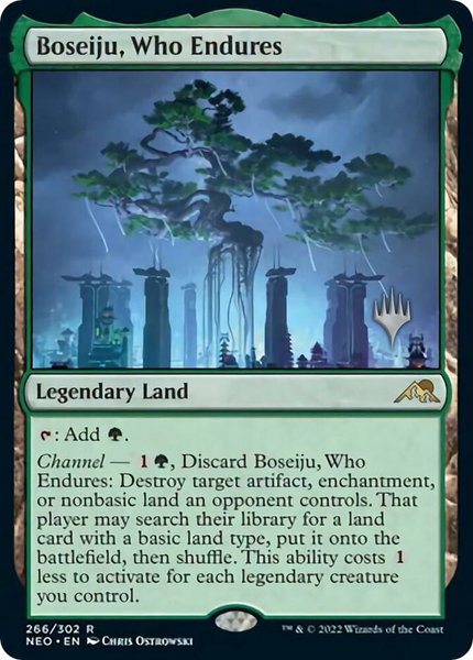 Boseiju, Who Endures trading card from Promo Pack: Kamigawa: Neon Dynasty Boseiju, Who Endures - Promo Pack: Kamigawa: Neon Dynasty Magic: The Gathering trading card