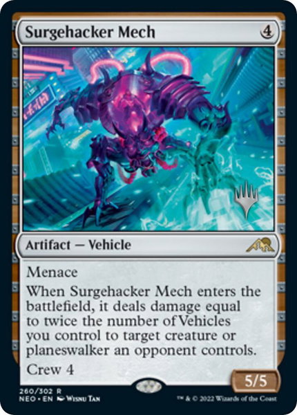 Surgehacker Mech trading card from Promo Pack: Kamigawa: Neon Dynasty Surgehacker Mech - Promo Pack: Kamigawa: Neon Dynasty Magic: The Gathering trading card