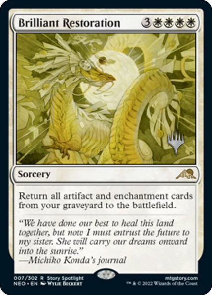 Brilliant Restoration trading card from Promo Pack: Kamigawa: Neon Dynasty Brilliant Restoration - Promo Pack: Kamigawa: Neon Dynasty Magic: The Gathering trading card