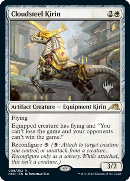 Cloudsteel Kirin trading card from Promo Pack: Kamigawa: Neon Dynasty Cloudsteel Kirin - Promo Pack: Kamigawa: Neon Dynasty Magic: The Gathering trading card