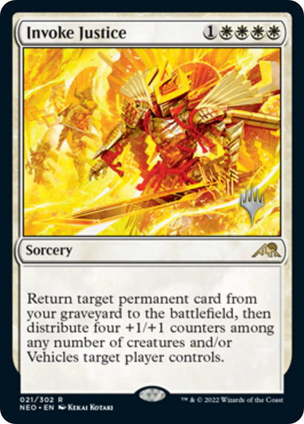 Invoke Justice trading card from Promo Pack: Kamigawa: Neon Dynasty Invoke Justice - Promo Pack: Kamigawa: Neon Dynasty Magic: The Gathering trading card