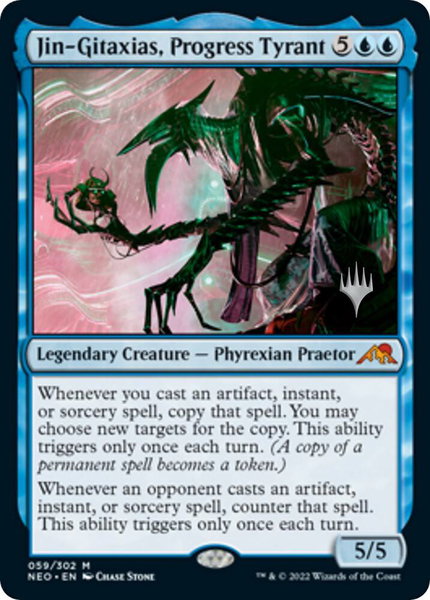 Jin-Gitaxias, Progress Tyrant trading card from Promo Pack: Kamigawa: Neon Dynasty Jin-Gitaxias, Progress Tyrant - Promo Pack: Kamigawa: Neon Dynasty Magic: The Gathering trading card