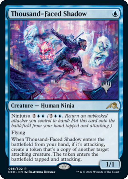 Thousand-Faced Shadow - Promo Pack: Kamigawa: Neon Dynasty Magic: The Gathering trading card