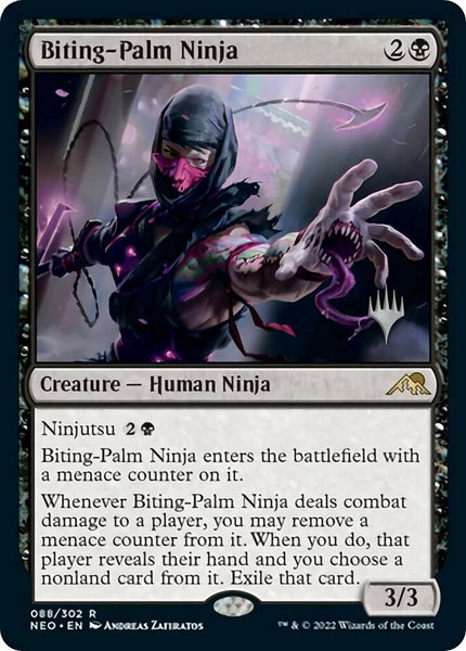 Biting-Palm Ninja trading card from Promo Pack: Kamigawa: Neon Dynasty Biting-Palm Ninja - Promo Pack: Kamigawa: Neon Dynasty Magic: The Gathering trading card