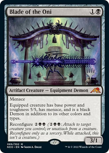 Blade of the Oni trading card from Promo Pack: Kamigawa: Neon Dynasty Blade of the Oni - Promo Pack: Kamigawa: Neon Dynasty Magic: The Gathering trading card
