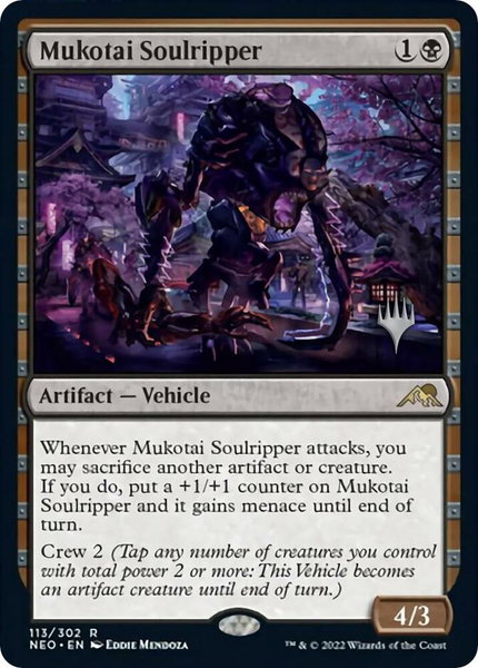Mukotai Soulripper trading card from Promo Pack: Kamigawa: Neon Dynasty Mukotai Soulripper - Promo Pack: Kamigawa: Neon Dynasty Magic: The Gathering trading card