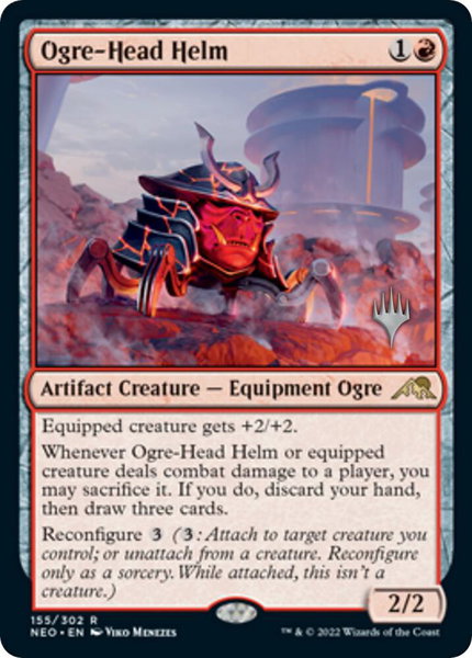 Ogre-Head Helm trading card from Promo Pack: Kamigawa: Neon Dynasty Ogre-Head Helm - Promo Pack: Kamigawa: Neon Dynasty Magic: The Gathering trading card