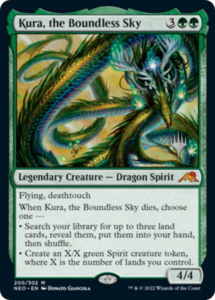 Kura, the Boundless Sky trading card from Promo Pack: Kamigawa: Neon Dynasty Kura, the Boundless Sky - Promo Pack: Kamigawa: Neon Dynasty Magic: The Gathering trading card