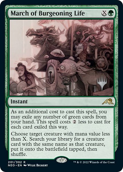 March of Burgeoning Life trading card from Promo Pack: Kamigawa: Neon Dynasty March of Burgeoning Life - Promo Pack: Kamigawa: Neon Dynasty Magic: The Gathering trading card