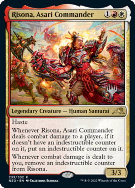 Risona, Asari Commander trading card from Promo Pack: Kamigawa: Neon Dynasty Risona, Asari Commander - Promo Pack: Kamigawa: Neon Dynasty Magic: The Gathering trading card