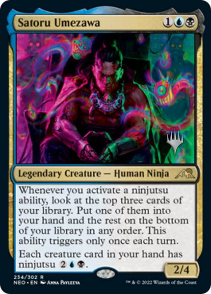 Satoru Umezawa trading card from Promo Pack: Kamigawa: Neon Dynasty Satoru Umezawa - Promo Pack: Kamigawa: Neon Dynasty Magic: The Gathering trading card