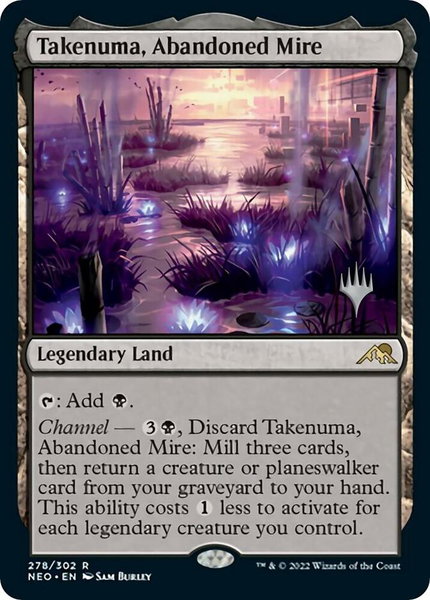 Takenuma, Abandoned Mire trading card from Promo Pack: Kamigawa: Neon Dynasty Takenuma, Abandoned Mire - Promo Pack: Kamigawa: Neon Dynasty Magic: The Gathering trading card
