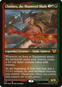 Chishiro, the Shattered Blade (Display Commander) - Thick Stock - Commander: Kamigawa: Neon Dynasty (NEC) #77 - Mythic Magic: The Gathering Trading Card