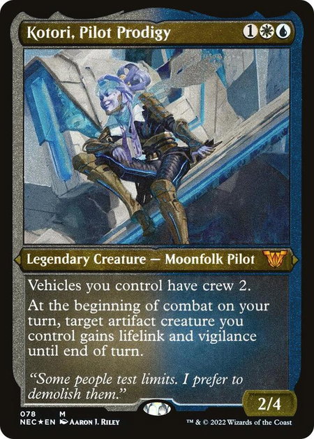 Kotori, Pilot Prodigy (Display Commander) - Thick Stock trading card from Commander: Kamigawa: Neon Dynasty Kotori, Pilot Prodigy (Display Commander) - Thick Stock - Commander: Kamigawa: Neon Dynasty Magic: The Gathering trading card