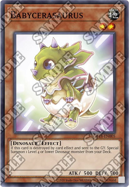 Babycerasaurus trading card from OTS Tournament Pack 18 Babycerasaurus - OTS Tournament Pack 18 YuGiOh trading card