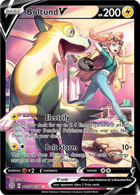 Boltund V trading card from SWSH09: Brilliant Stars Trainer Gallery Boltund V - SWSH09: Brilliant Stars Trainer Gallery Pokémon trading card