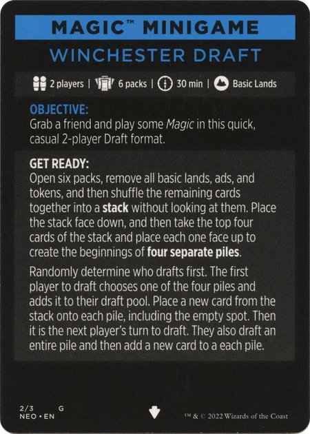 Magic Minigame: Winchester Draft - Kamigawa: Neon Dynasty Magic: The Gathering trading card