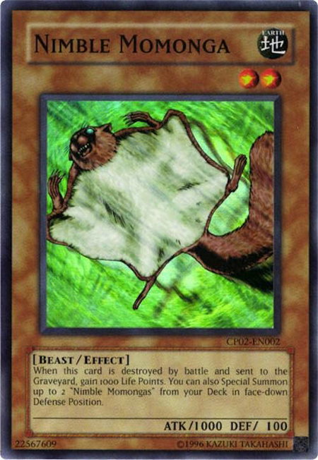 Nimble Momonga trading card from Champion Pack 2 Nimble Momonga - Champion Pack 2 YuGiOh trading card