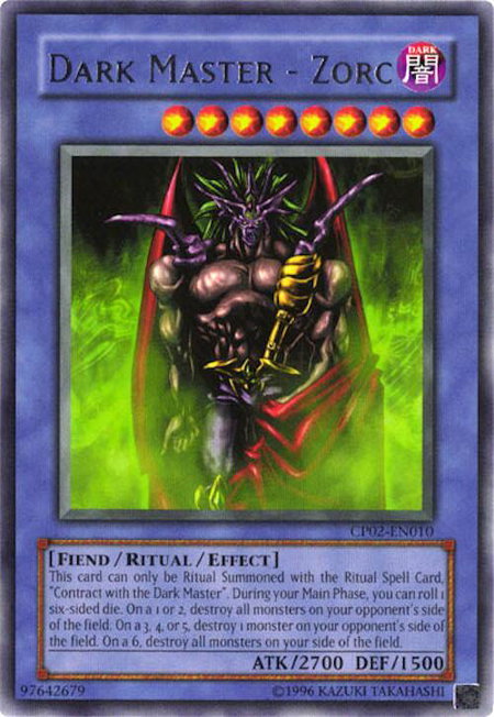 Dark Master - Zorc trading card from Champion Pack 2 Dark Master - Zorc - Champion Pack 2 YuGiOh trading card