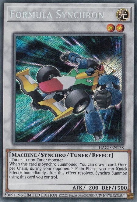 Formula Synchron trading card from Hidden Arsenal: Chapter 1 Formula Synchron - Hidden Arsenal: Chapter 1 YuGiOh trading card
