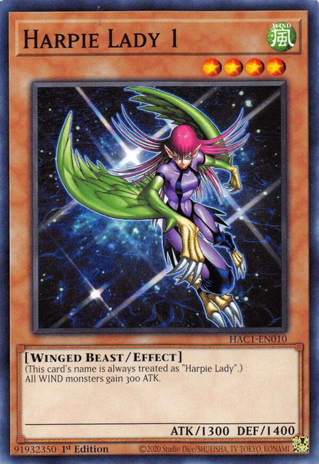 Harpie Lady 1 - Hidden Arsenal: Chapter 1 YuGiOh trading card