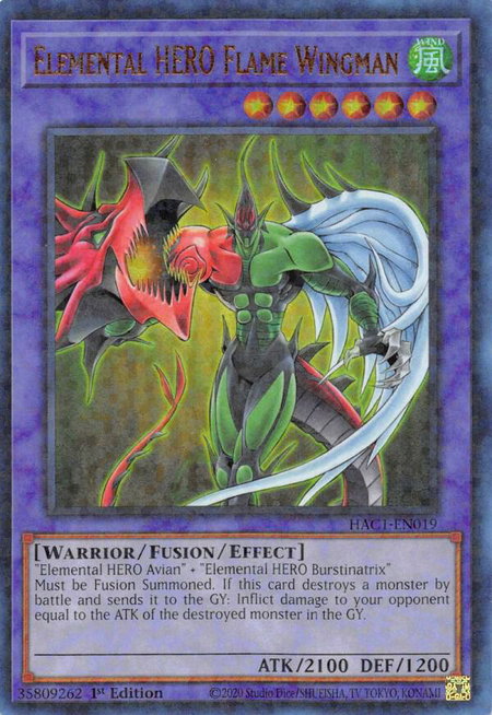 Elemental HERO Flame Wingman (Duel Terminal) - Hidden Arsenal: Chapter 1 YuGiOh trading card