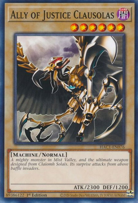 Ally of Justice Clausolas - Hidden Arsenal: Chapter 1 YuGiOh trading card