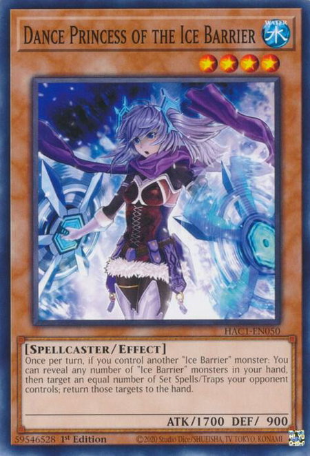 Dance Princess of the Ice Barrier trading card from Hidden Arsenal: Chapter 1 Dance Princess of the Ice Barrier - Hidden Arsenal: Chapter 1 YuGiOh trading card