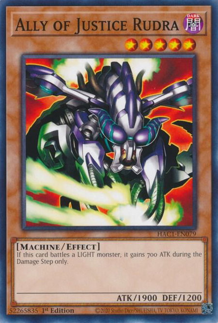 Ally of Justice Rudra - Hidden Arsenal: Chapter 1 YuGiOh trading card