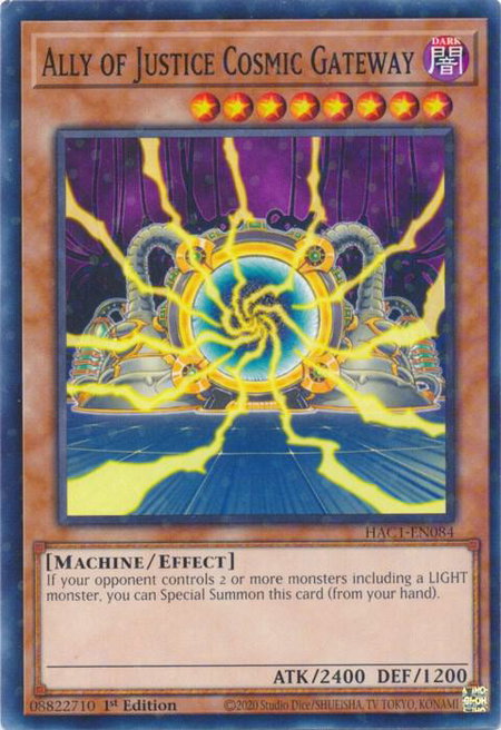 Ally of Justice Cosmic Gateway (Duel Terminal) - Hidden Arsenal: Chapter 1 YuGiOh trading card