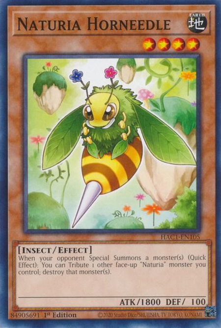 Naturia Horneedle trading card from Hidden Arsenal: Chapter 1 Naturia Horneedle - Hidden Arsenal: Chapter 1 YuGiOh trading card