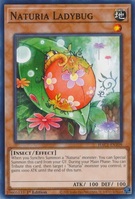 Naturia Ladybug trading card from Hidden Arsenal: Chapter 1 Naturia Ladybug - Hidden Arsenal: Chapter 1 YuGiOh trading card