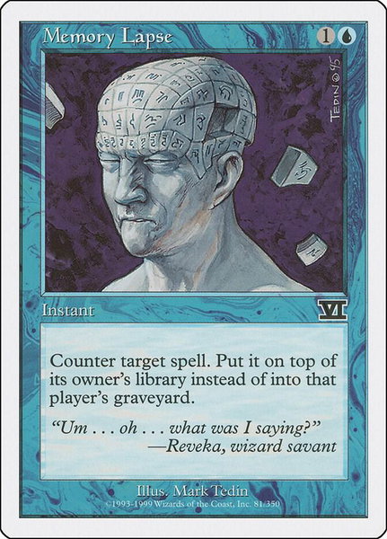 Memory Lapse trading card from Classic Sixth Edition Memory Lapse - Classic Sixth Edition Magic: The Gathering trading card