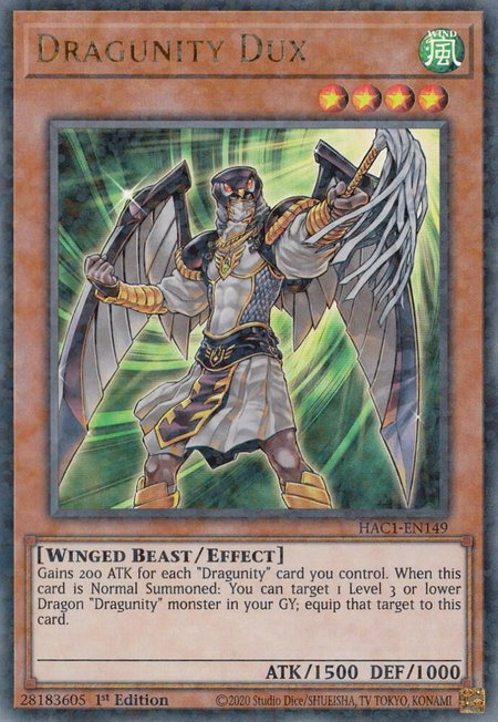 Dragunity Dux (Duel Terminal) trading card from Hidden Arsenal: Chapter 1 Dragunity Dux (Duel Terminal) - Hidden Arsenal: Chapter 1 YuGiOh trading card