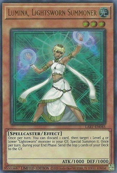 Lumina, Lightsworn Summoner trading card from The Lost Art Promotion Lumina, Lightsworn Summoner - The Lost Art Promotion YuGiOh trading card