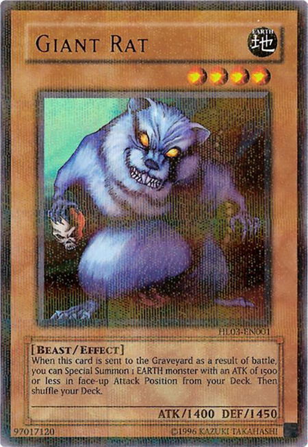 Giant Rat trading card from Hobby League 3 Giant Rat - Hobby League 3 YuGiOh trading card