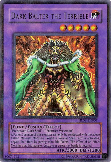Dark Balter the Terrible trading card from Hobby League 3 Dark Balter the Terrible - Hobby League 3 YuGiOh trading card