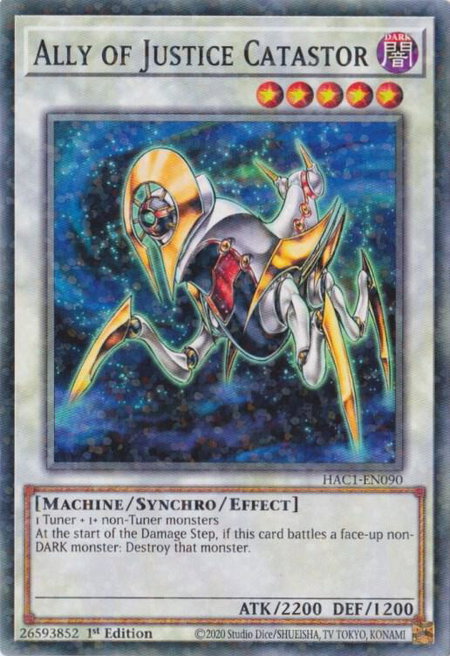 Ally of Justice Catastor (Duel Terminal) trading card from Hidden Arsenal: Chapter 1 Ally of Justice Catastor (Duel Terminal) - Hidden Arsenal: Chapter 1 YuGiOh trading card