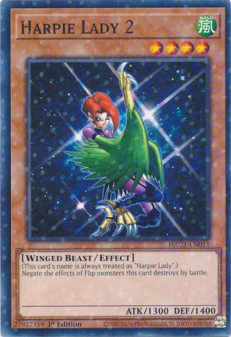 Harpie Lady 2 (Duel Terminal) trading card from Hidden Arsenal: Chapter 1 Harpie Lady 2 (Duel Terminal) - Hidden Arsenal: Chapter 1 YuGiOh trading card