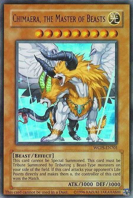 Chimaera, the Master of Beasts - World Championship Series YuGiOh trading card