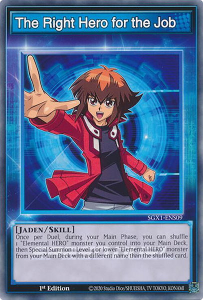 The Right Hero for the Job trading card from Speed Duel GX: Duel Academy Box The Right Hero for the Job - Speed Duel GX: Duel Academy Box YuGiOh trading card