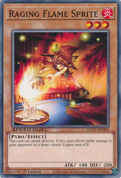 Raging Flame Sprite - Speed Duel GX: Duel Academy Box YuGiOh trading card