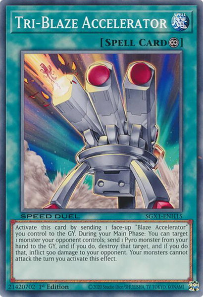 Tri-Blaze Accelerator trading card from Speed Duel GX: Duel Academy Box Tri-Blaze Accelerator - Speed Duel GX: Duel Academy Box YuGiOh trading card